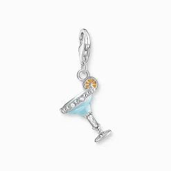 Women THOMAS SABO Charms|Charms-Charm pendant blue cocktail glass silver