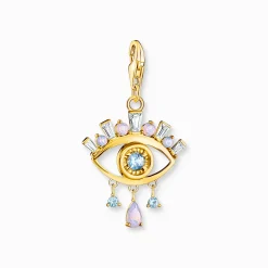 Women THOMAS SABO Charms|Charms-Charm pendant blue eye gold plated