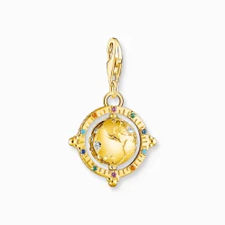 Women THOMAS SABO Charms|Charms-Charm pendant colourful globe gold plated