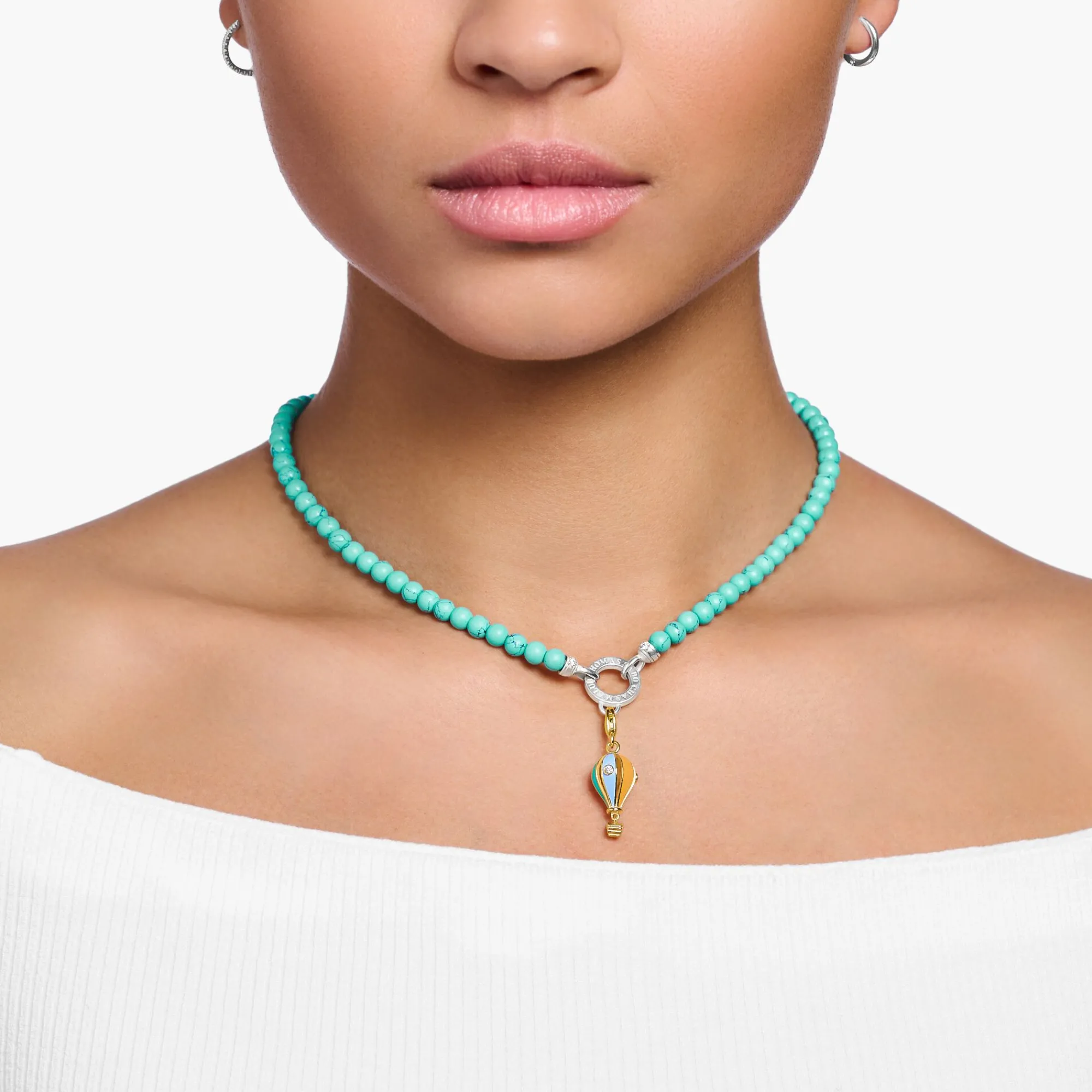 Women THOMAS SABO Charms|Charms-Charm pendant colourful hot air balloon gold plated