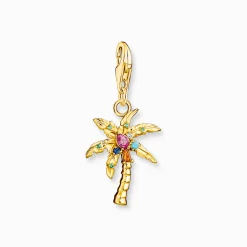 Women THOMAS SABO Charms|Charms-Charm pendant colourful palm tree gold plated