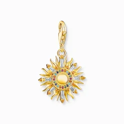 Women THOMAS SABO Charms|Charms-Charm pendant colourful sun gold plated
