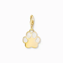 Women THOMAS SABO Charms|Charms-Charm pendant dog paw with cold enamel yellow-gold plated