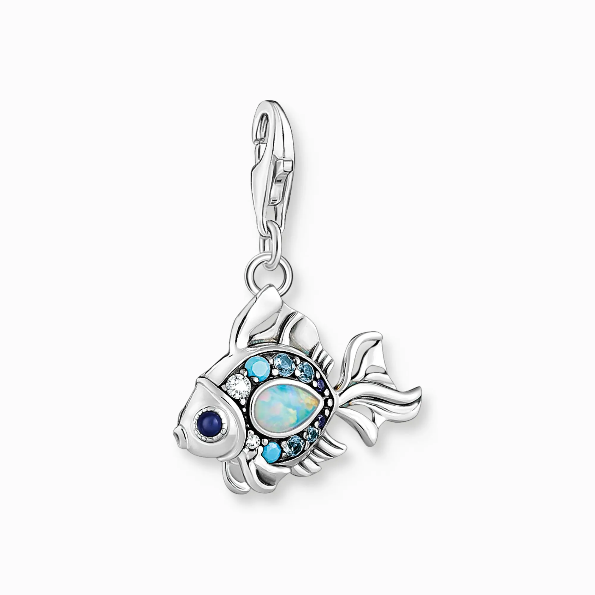 Women THOMAS SABO Charms|Charms-Charm pendant fish with blue stones silver
