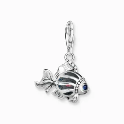 Women THOMAS SABO Charms|Charms-Charm pendant fish with blue stones silver