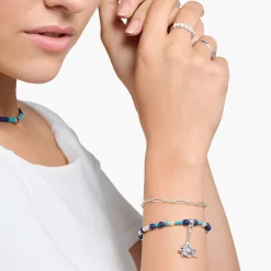 Women THOMAS SABO Charms|Charms-Charm pendant fish with blue stones silver