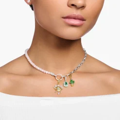 Women THOMAS SABO Charms|Charms-Charm pendant green cactus gold plated