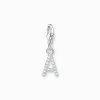 Women THOMAS SABO Charms|Charms-Charm pendant letter A with white stones silver