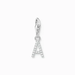 Women THOMAS SABO Charms|Charms-Charm pendant letter A with white stones silver