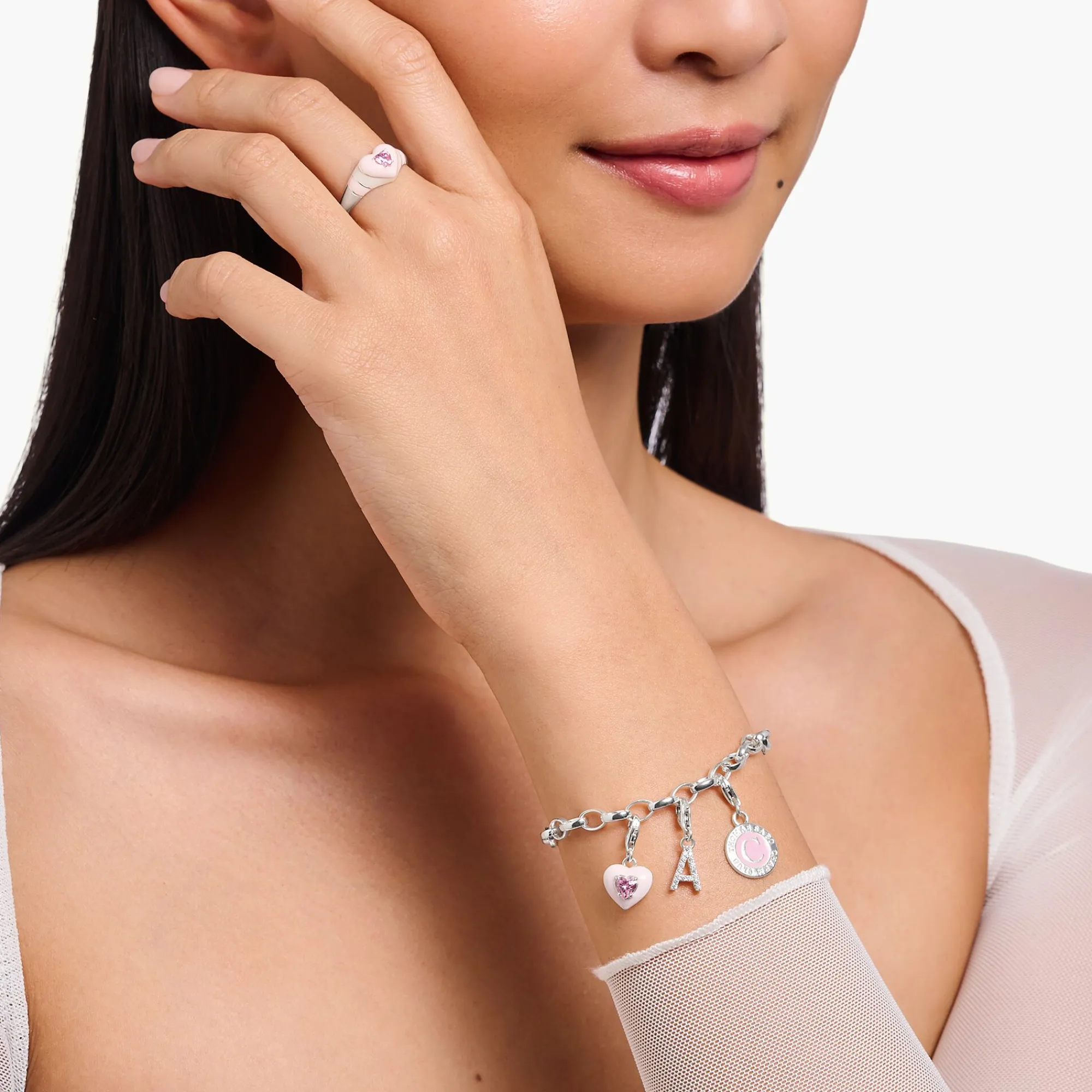 Women THOMAS SABO Charms|Charms-Charm pendant letter A with white stones silver