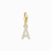Women THOMAS SABO Charms|Charms-Charm pendant letter A with white stones gold plated