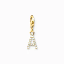 Women THOMAS SABO Charms|Charms-Charm pendant letter A with white stones gold plated