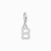 Women THOMAS SABO Charms|Charms-Charm pendant letter B with white stones silver