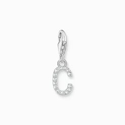Women THOMAS SABO Charms|Charms-Charm pendant letter C with white stones silver