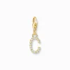Women THOMAS SABO Charms|Charms-Charm pendant letter C with white stones gold plated