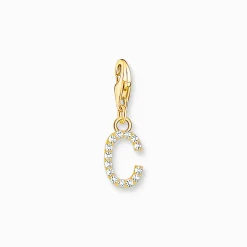 Women THOMAS SABO Charms|Charms-Charm pendant letter C with white stones gold plated
