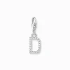 Women THOMAS SABO Charms|Charms-Charm pendant letter D with white stones silver