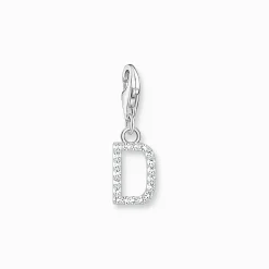 Women THOMAS SABO Charms|Charms-Charm pendant letter D with white stones silver