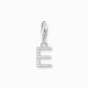 Women THOMAS SABO Charms|Charms-Charm pendant letter E with white stones silver