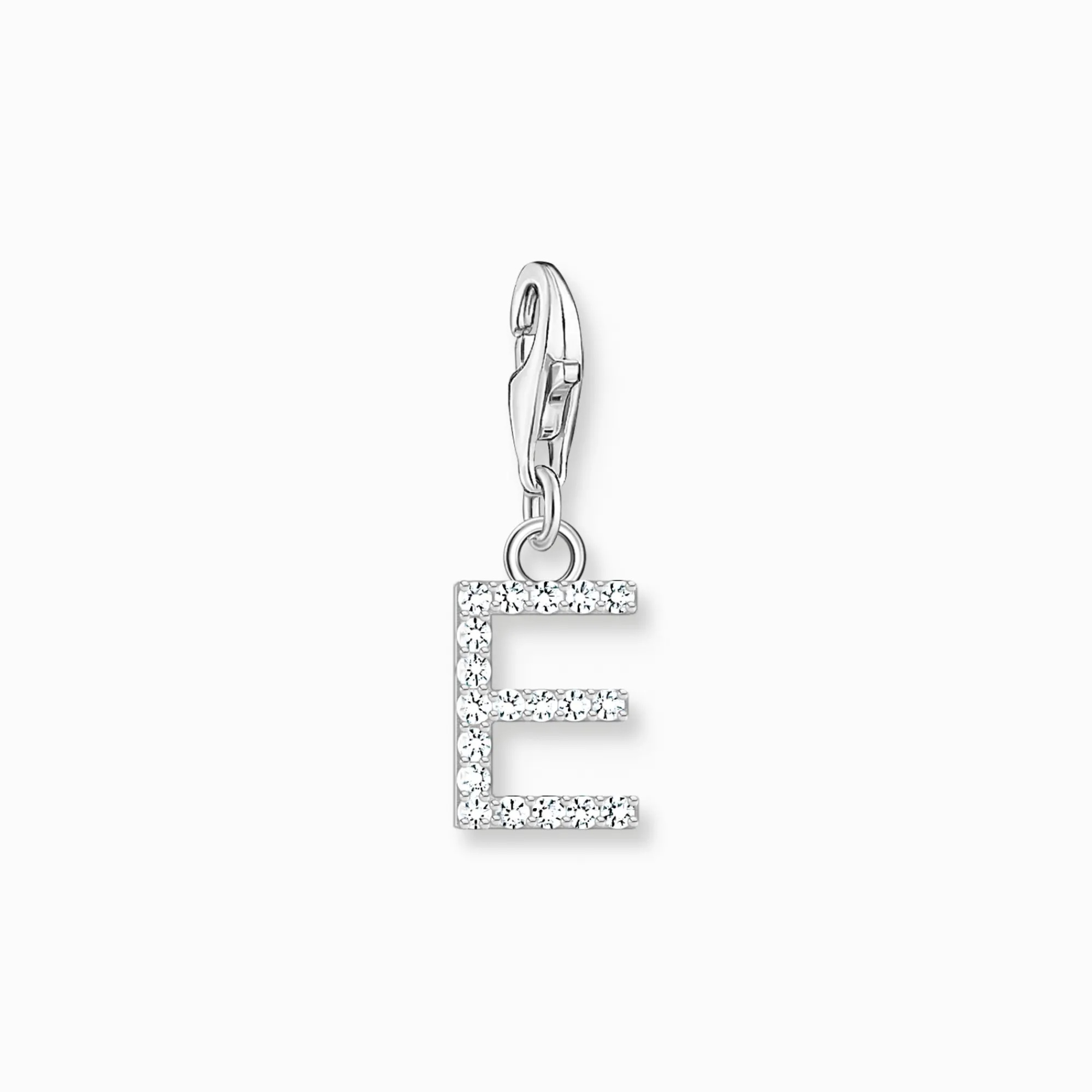 Women THOMAS SABO Charms|Charms-Charm pendant letter E with white stones silver