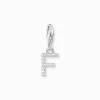 Women THOMAS SABO Charms|Charms-Charm pendant letter F with white stones silver