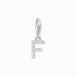 Women THOMAS SABO Charms|Charms-Charm pendant letter F with white stones silver