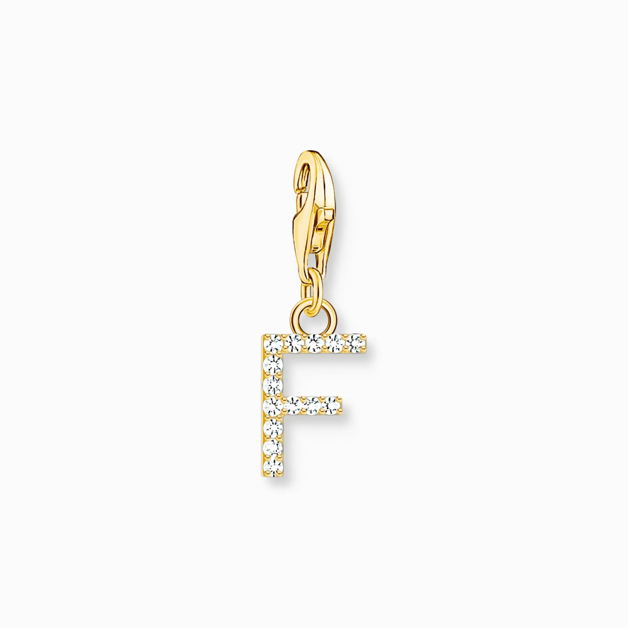 Women THOMAS SABO Charms|Charms-Charm pendant letter F with white stones gold plated