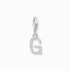 Women THOMAS SABO Charms|Charms-Charm pendant letter G with white stones silver