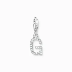Women THOMAS SABO Charms|Charms-Charm pendant letter G with white stones silver