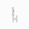 Women THOMAS SABO Charms|Charms-Charm pendant letter H with white stones silver