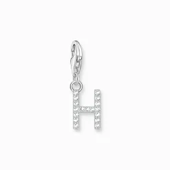 Women THOMAS SABO Charms|Charms-Charm pendant letter H with white stones silver