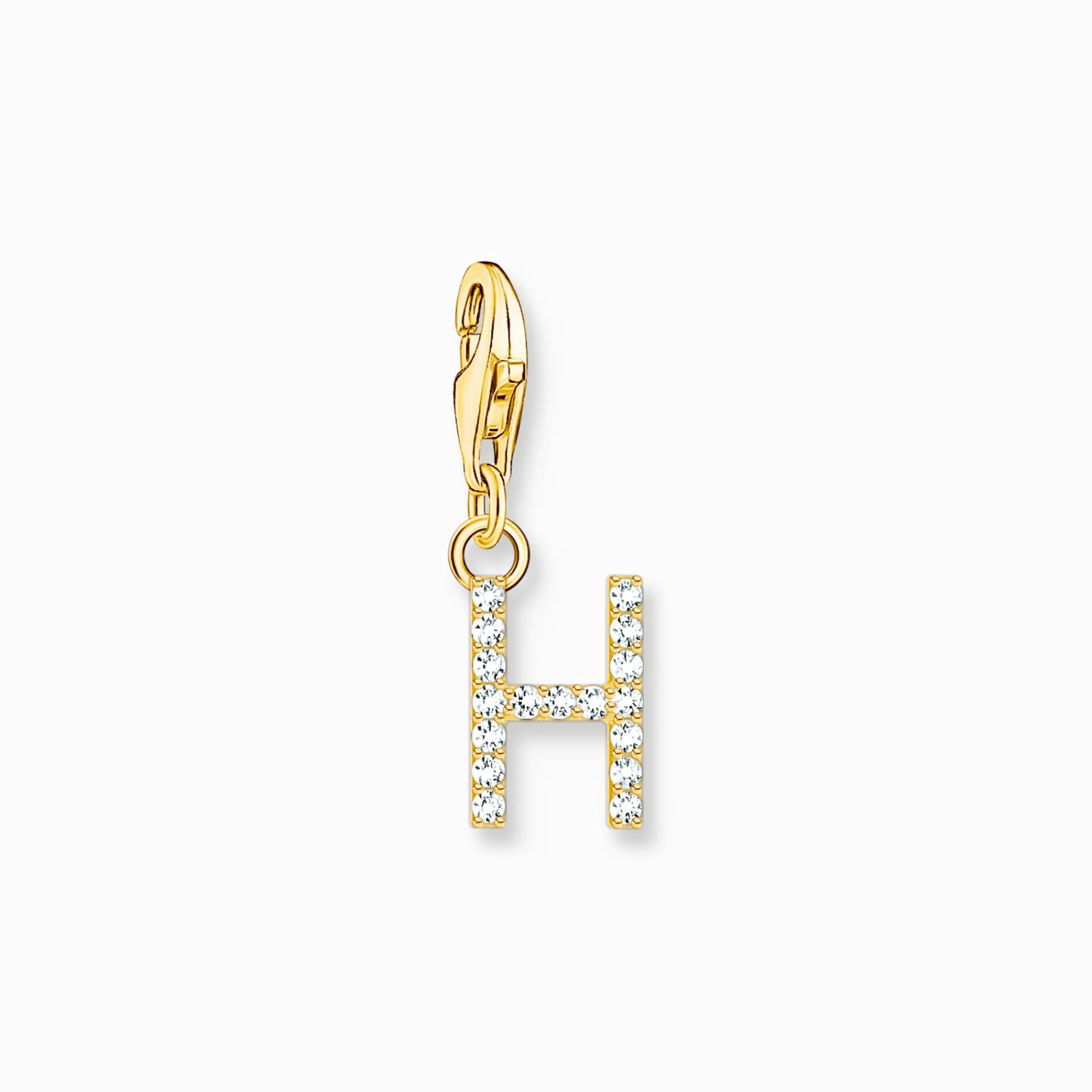 Women THOMAS SABO Charms|Charms-Charm pendant letter H with white stones gold plated