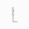 Women THOMAS SABO Charms|Charms-Charm pendant letter L with white stones silver