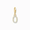 Women THOMAS SABO 18-Carat Gold-Plating - 925 Silver-Charm pendant letter O with white stones gold plated
