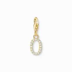 Women THOMAS SABO 18-Carat Gold-Plating - 925 Silver-Charm pendant letter O with white stones gold plated