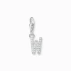 Women THOMAS SABO Charms|Charms-Charm pendant letter W with white stones silver
