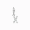 Women THOMAS SABO Charms|Charms-Charm pendant letter X with white stones silver