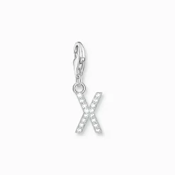 Women THOMAS SABO Charms|Charms-Charm pendant letter X with white stones silver