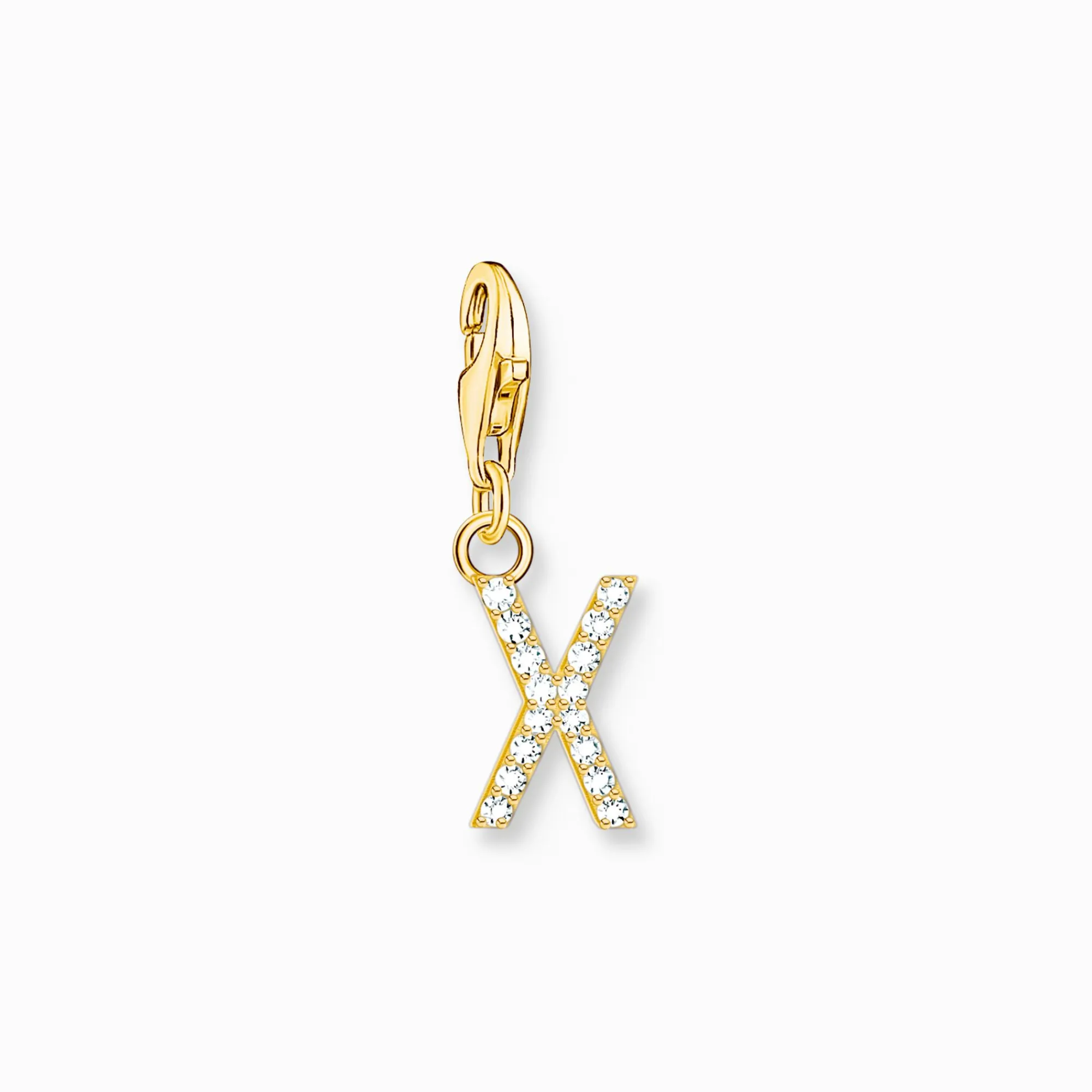 Women THOMAS SABO 18-Carat Gold-Plating - 925 Silver-Charm pendant letter X with white stones gold plated