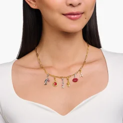 Women THOMAS SABO 18-Carat Gold-Plating - 925 Silver-Charm pendant letter Y with white stones gold plated