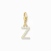 Women THOMAS SABO 18-Carat Gold-Plating - 925 Silver-Charm pendant letter Z with white stones gold plated