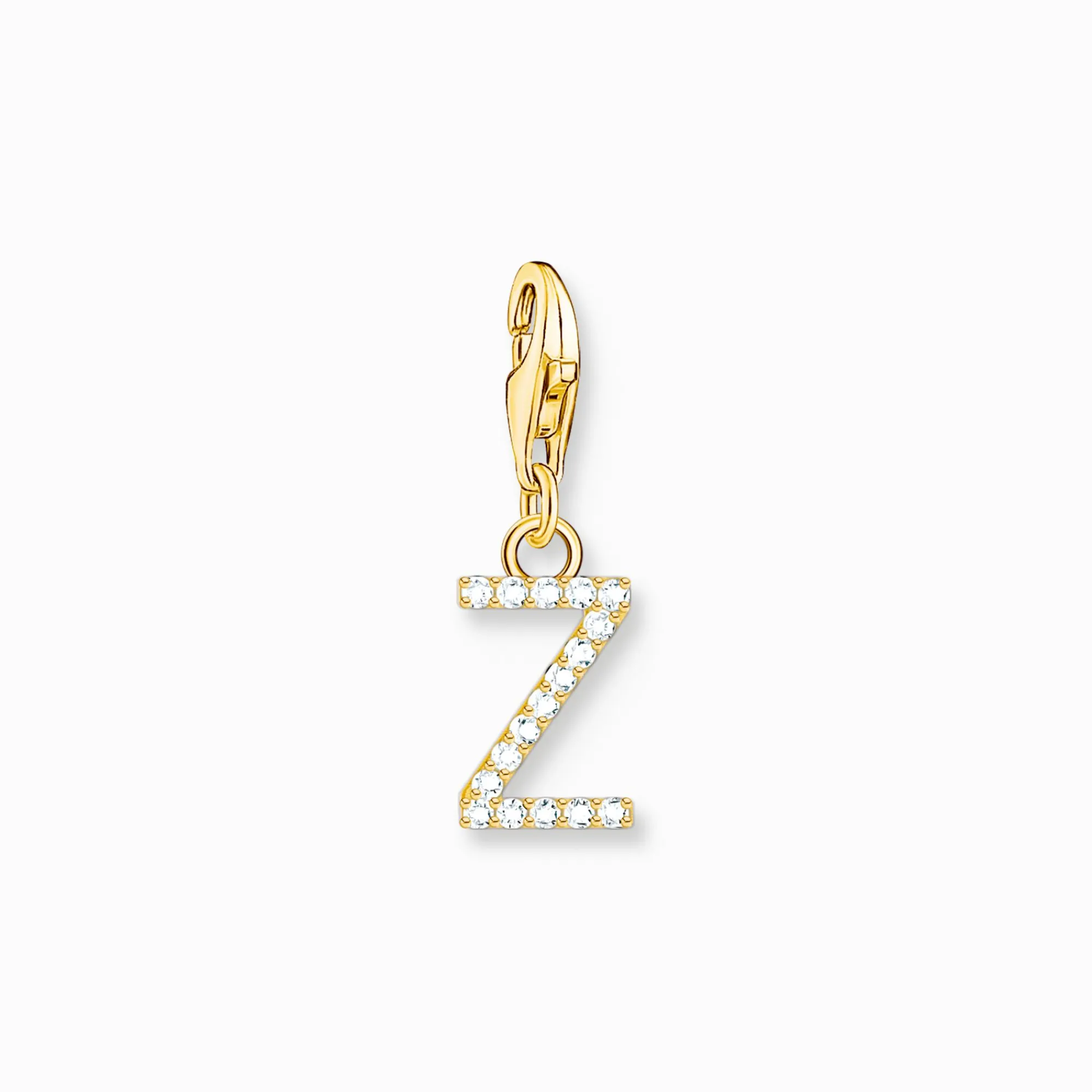 Women THOMAS SABO 18-Carat Gold-Plating - 925 Silver-Charm pendant letter Z with white stones gold plated