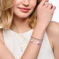 Women THOMAS SABO Charms|Charms-Charm pendant Mom with pink heart silver