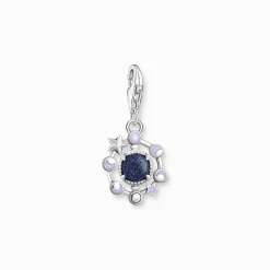 Women THOMAS SABO Charms|Charms-Charm pendant moon phase with imitation sandstone silver blackened