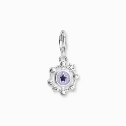 Women THOMAS SABO Charms|Charms-Charm pendant moon phase with imitation sandstone silver blackened