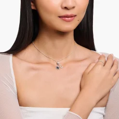 Women THOMAS SABO Charms|Charms-Charm pendant moon phase with imitation sandstone silver blackened