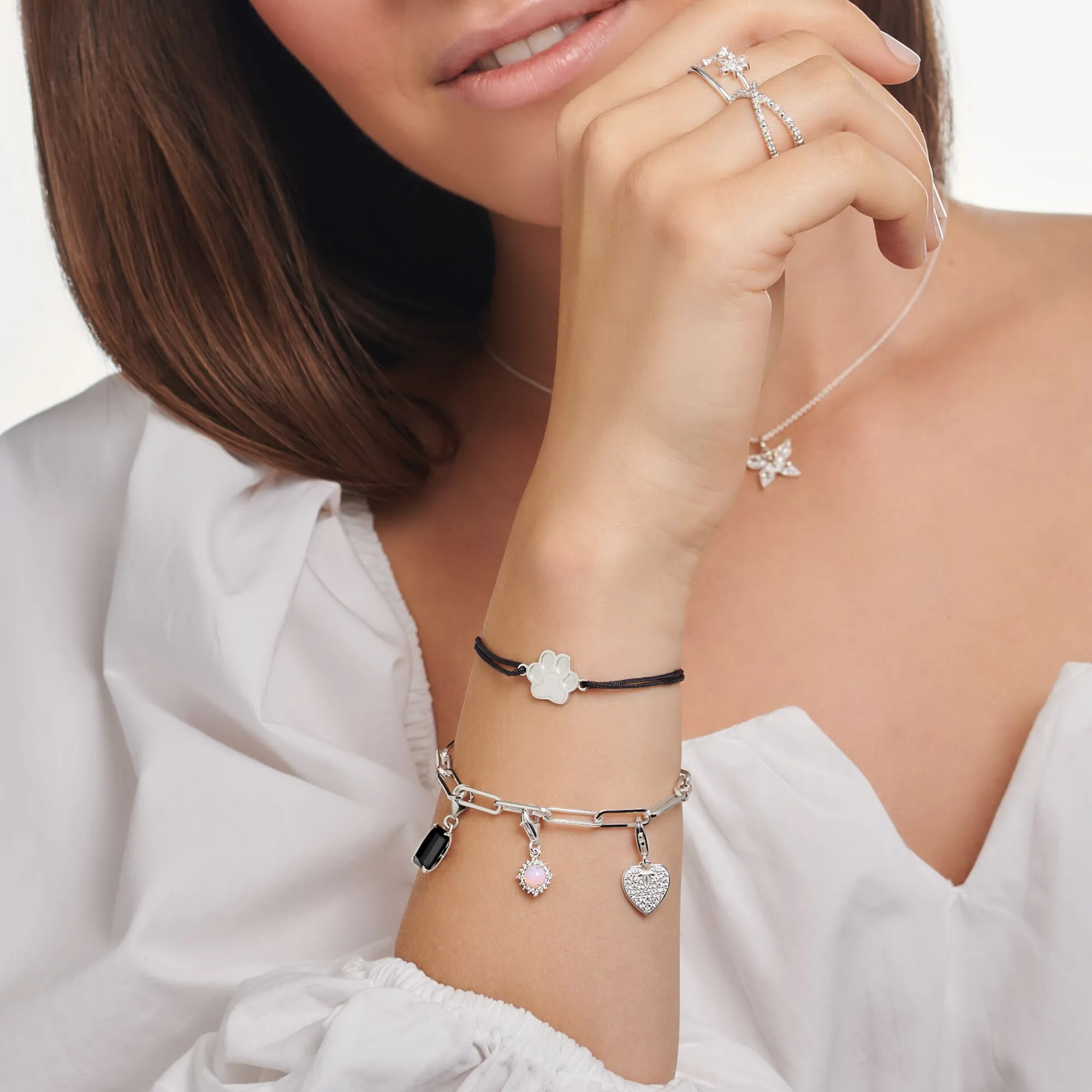 Women THOMAS SABO Charms|Charms-Charm pendant opal-coloured stone shimmering pink