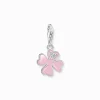 Women THOMAS SABO Charms|Charms-Charm pendant pink cloverleaf with white stones silver
