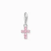 Women THOMAS SABO Charms|Charms-Charm pendant pink cross silver