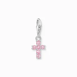Women THOMAS SABO Charms|Charms-Charm pendant pink cross silver